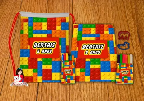 Kit Passatempo Personalizado na Mochila Tema Lego