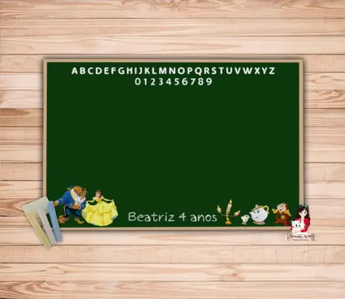 Lousa Personalizada com Giz a Bela e a Fera