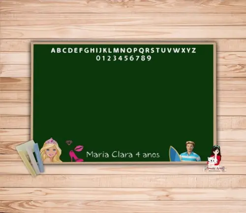 Lousa Personalizada com Giz Barbie