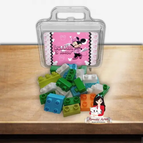 Maleta com Blocos de Montar Minnie Rosa