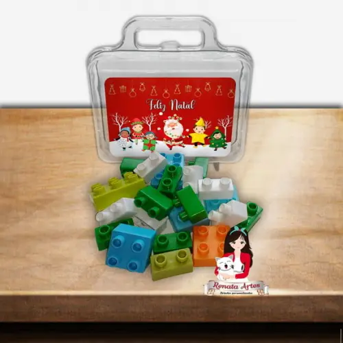 Maleta Personalizada com Blocos de Montar no Tema Natal Novo