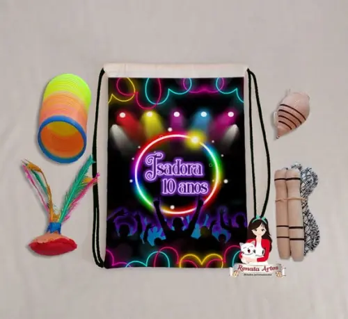 Mochila Boa Infância Personalizada Tema Balata Neon