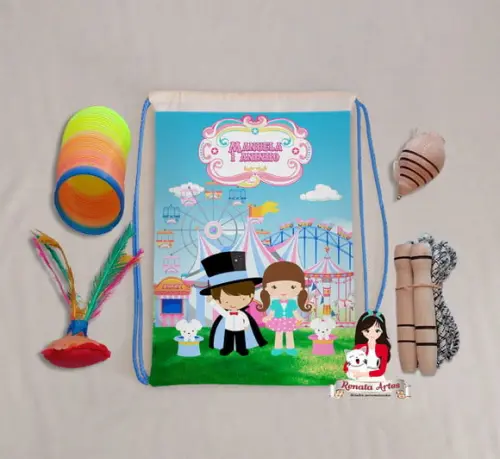 Mochila Boa Infância Personalizada Tema Circo Menina