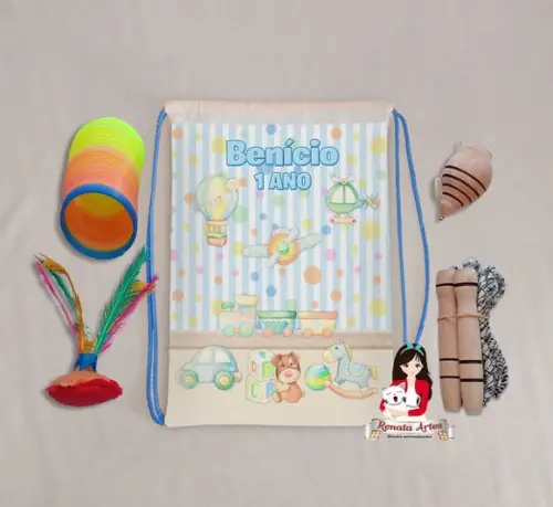 Mochila Boa Infância Tema Brinquedos Vintage