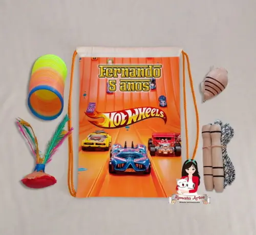 Mochila Boa Infância Tema Hot Wheels Laranja