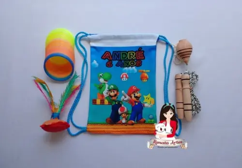 Mochila Boa Infância Tema Irmãos Mário Bross