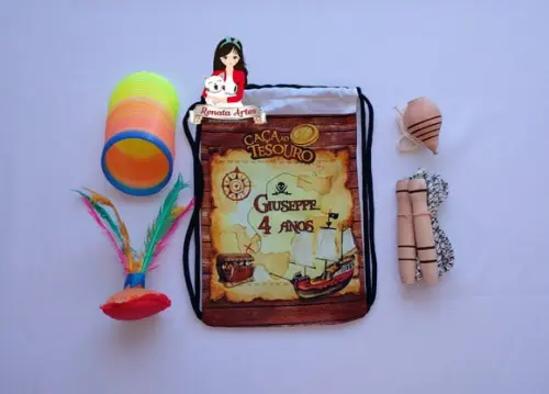 Mochila Boa Infância Tema Mapa do Tesouro