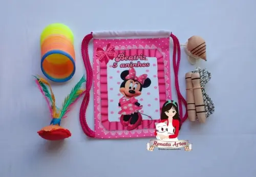 Mochila Boa Infância Tema Minnie Rosa