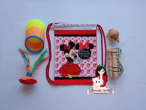 Mochila Boa Infância Tema Minnie Vermelha 2