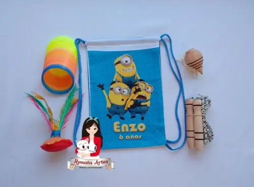 Mochila Boa Infância Tema os Minions Azul