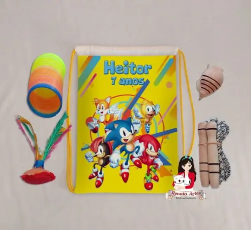 Mochila Boa Infância Tema Sonic Amarelo