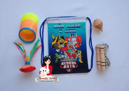 Mochila Boa Infância Tema Transformers Rescue Bots