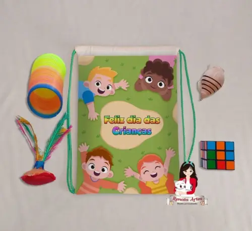Mochila Brinquedos Retrô Tema Dia das Crianças