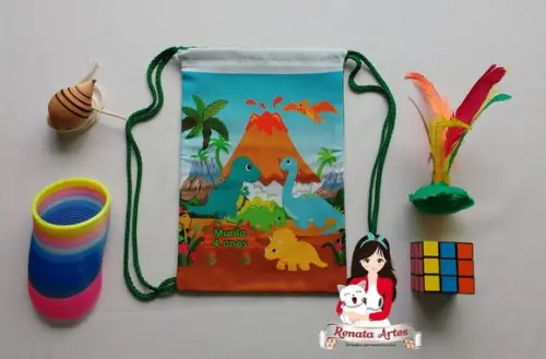 Mochila Brinquedos Retrô Tema Dinossauros Baby