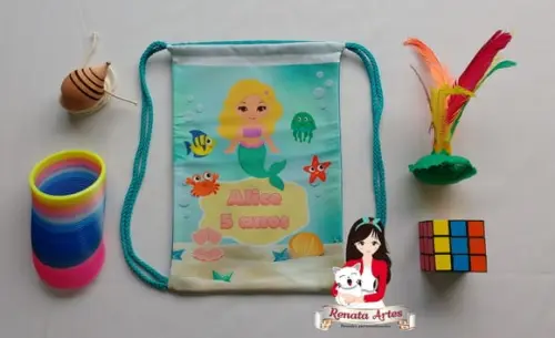 Mochila Brinquedos Retrô Tema Fundo do Mar Sereia