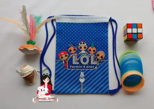 Mochila Brinquedos Retrô Tema Lol Boy Azul