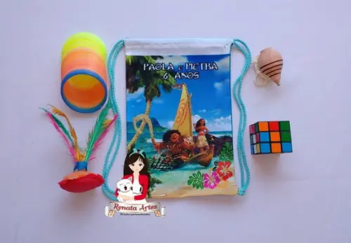 Mochila Brinquedos Retrô Tema Moana Barco