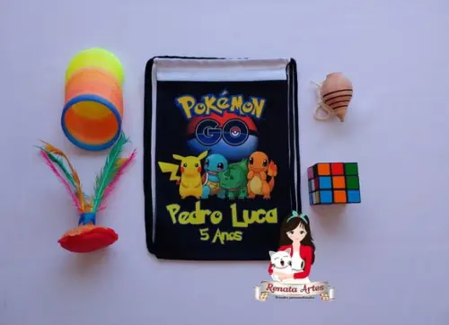 Mochila Brinquedos Retrô Tema Pokemon Go 2