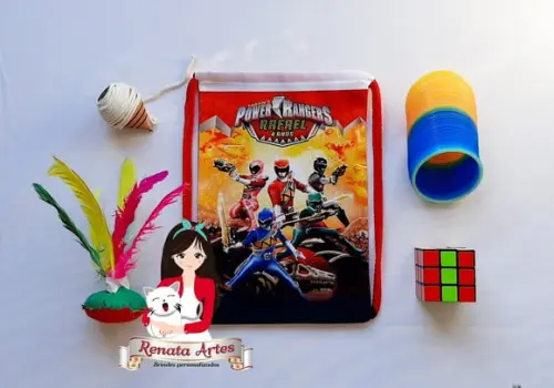Mochila Brinquedos Retrô Tema Power Rangers Dino Charge
