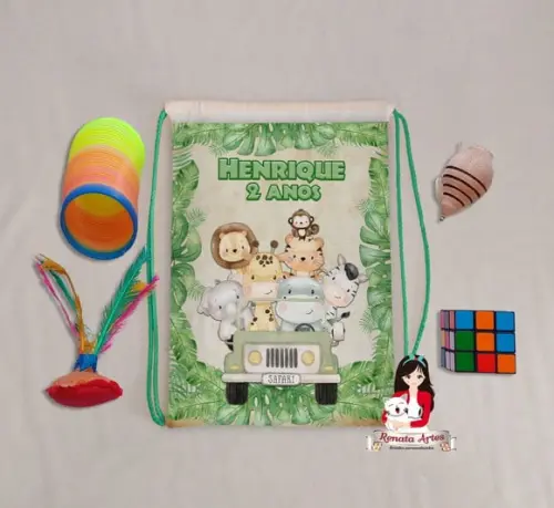 Mochila Brinquedos Retrô Tema Safari