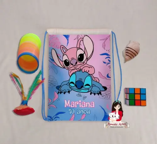 Mochila Brinquedos Retrô Tema Stitch
