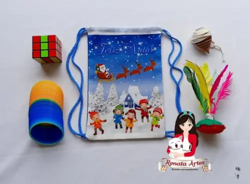Mochila de Natal Personalizada com Brinquedos Retrô
