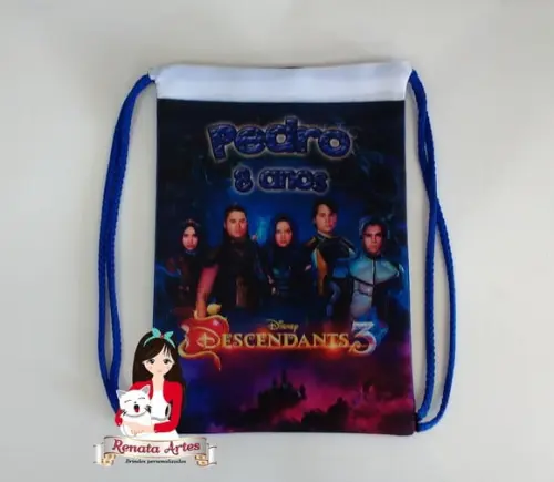 Mochila de Tecido Personalizada Descendentes 3 Azul