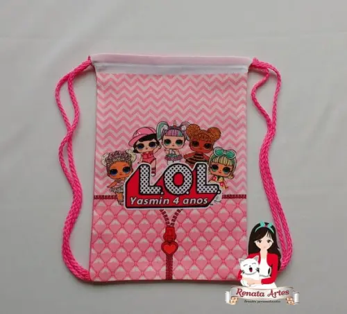 Mochila de Tecido Personalizada Lol Surprise Rosa