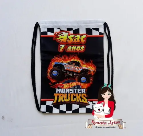 Mochila de Tecido Personalizada Hot Wheels Monster Truck 2