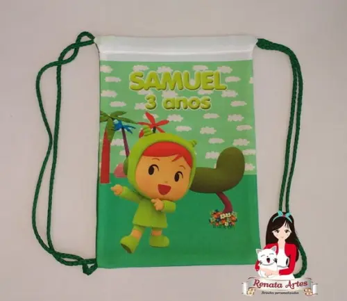 Mochila de Tecido Personalizada Nina Pocoyo