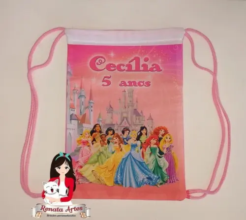 Mochila de Tecido Personalizada Princesas Disney