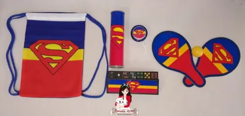 Mochila Ping Pong + Kit Jogos Tema Super Homem