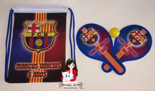 Mochila Ping Pong Personalizada Tema Futebol Barelona Azul