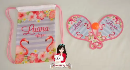 Mochila Ping Pong Personalizada Tema Flamingo Rosa