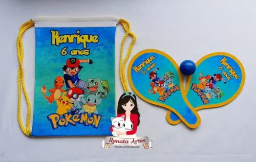 Mochila Ping Pong Personalizada Tema Pokémon