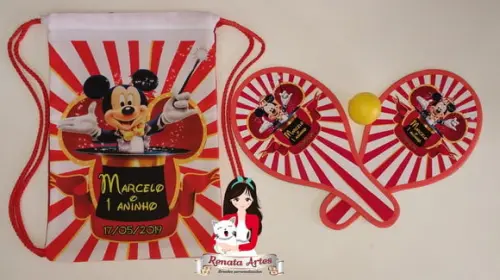 Mochila Ping Pong Tema Circo do Mickey