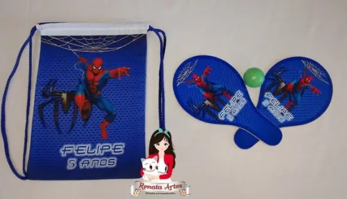 Mochila Ping Pong Tema Homem Aranha Azul