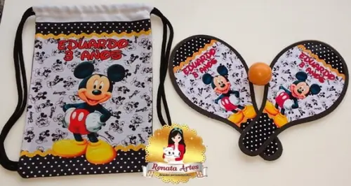 Mochila Ping Pong Tema Mickey Poá