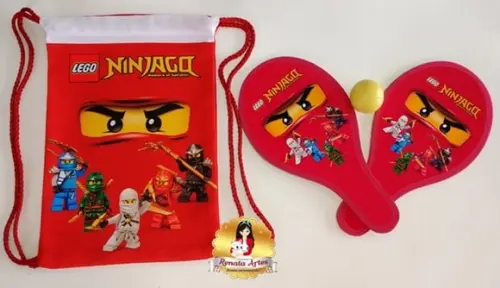 Mochila Ping Pong Tema Ninjago Vermelho