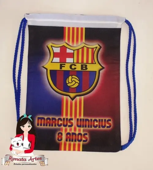 Mochilinha de Tecido Personalizada Barcelona Fc