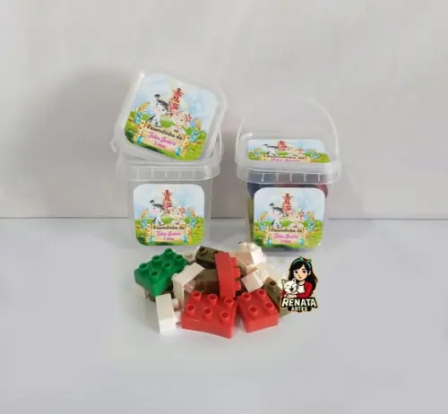 Monta Monta no Baldinho Personalizado Fazendinha Rosa
