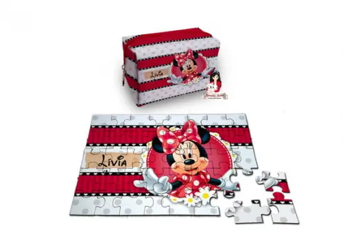 Necessaire Box com Quebra Cabeças Minnie