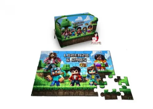 Necessaire Box com Quebra Cabeças Minecraft Filme