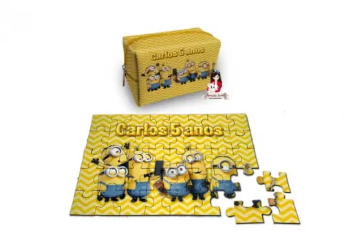 Necessaire Box com Quebra Cabeças Minions