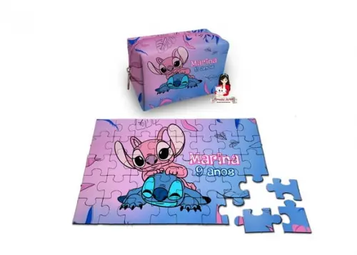 Necessaire Box com Quebra Cabeças Stitch