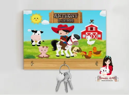 Porta Chaves Personalizado Fazendinha Novo