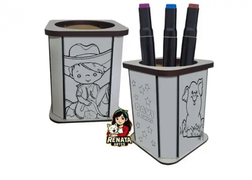 Porta Lápis para Colorir Fazendinha
