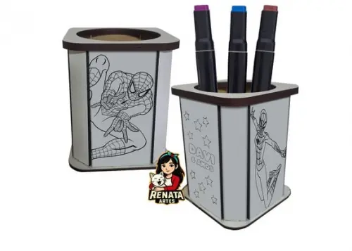 Porta Lápis para Colorir Homem-aranha