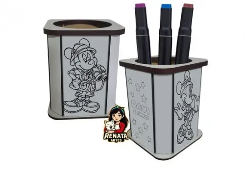 Porta Lápis para Colorir Mickey Safari