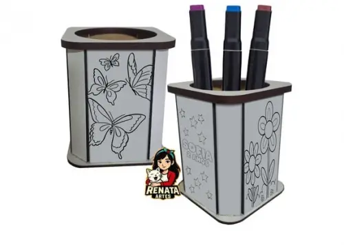 Porta Lápis para Colorir Jardim
